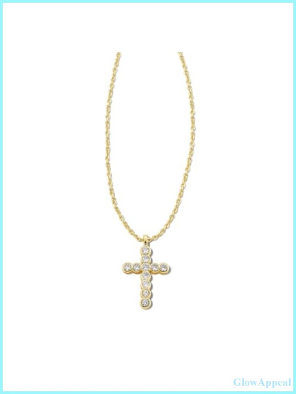 14k Gold Plated Brass Crystal Cross Pendant Necklace